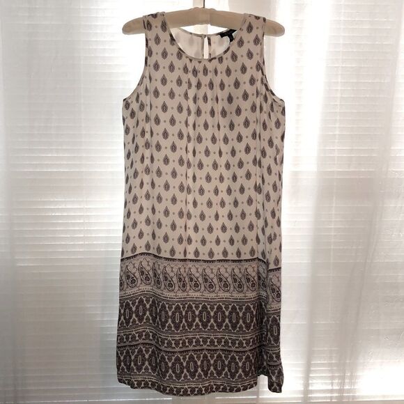 Cupio Belk S White Purple Sleeveless Back Button Keyhole Shift Sun Dress - Picture 1 of 12